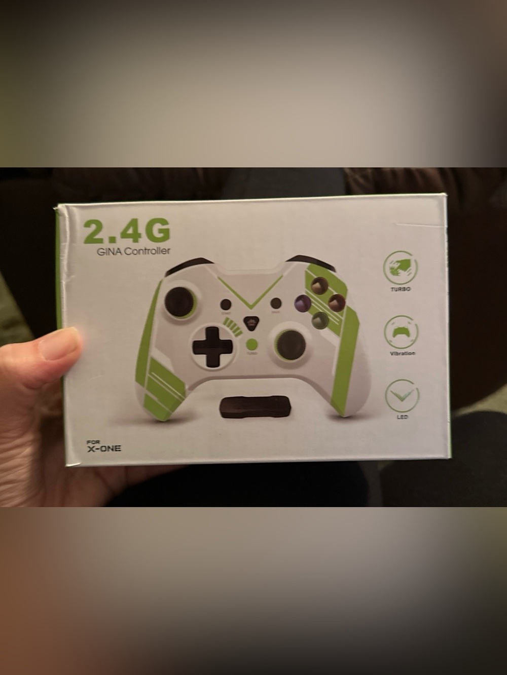 Gina 2.4G Wireless Gaming Controller in Green and White for X-ONE